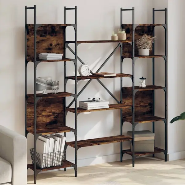 Gossi biblioteca, stejar fumuriu, 155,5x24x166,5 cm, lemn prelucrat