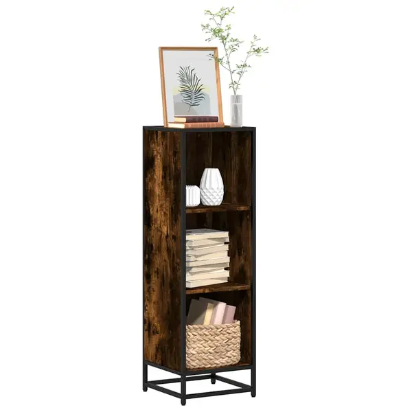 Gossi biblioteca, stejar fumuriu, 33,5x33x107,5 cm, lemn prelucrat