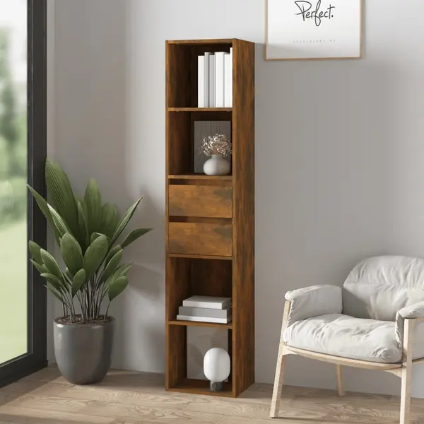Gossi biblioteca, stejar fumuriu, 36x30x171 cm, lemn prelucrat