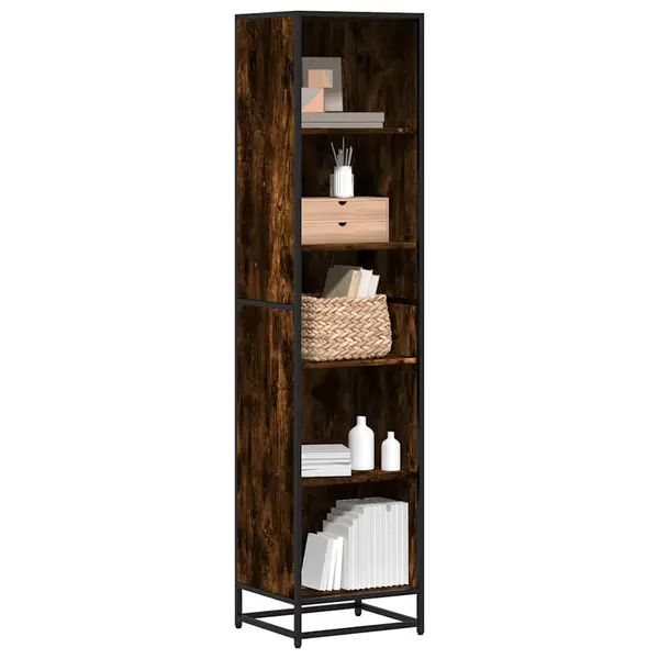Gossi biblioteca, stejar fumuriu, 40x35x170,5 cm, lemn prelucrat