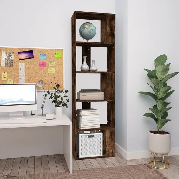 Gossi biblioteca, stejar fumuriu, 45x24x160 cm, lemn compozit