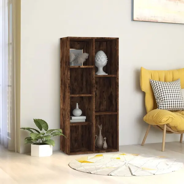 Gossi biblioteca, stejar fumuriu, 50x25x106 cm