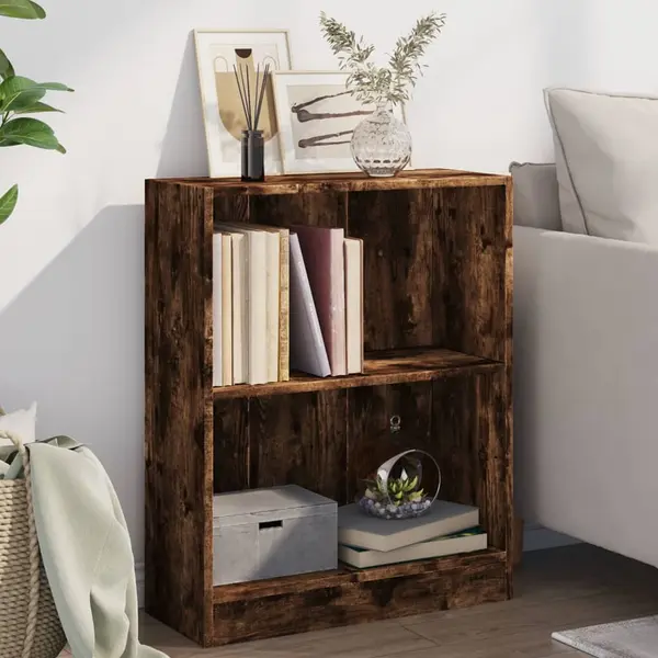 Gossi biblioteca, stejar fumuriu, 60x24x76 cm, lemn prelucrat