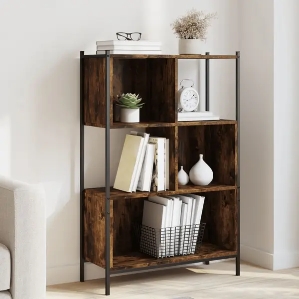 Gossi biblioteca, stejar fumuriu, 72x28x109 cm, lemn prelucrat