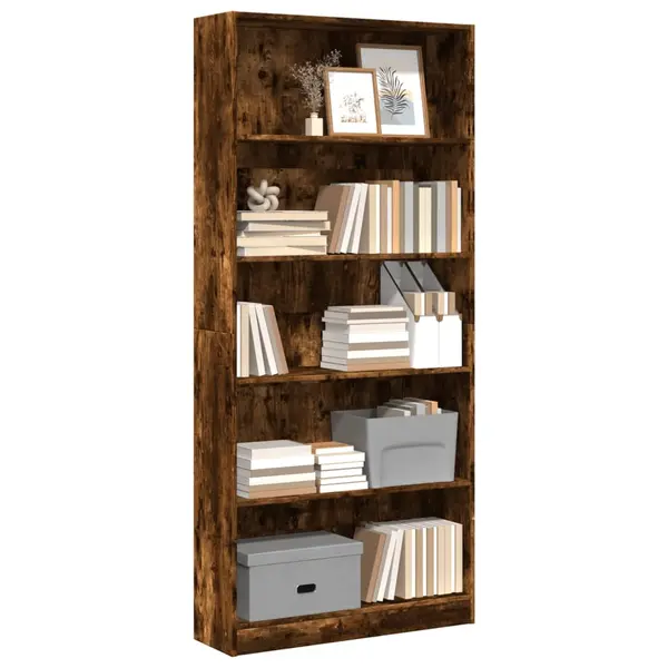 Gossi biblioteca, stejar fumuriu, 80x24x176 cm, lemn prelucrat