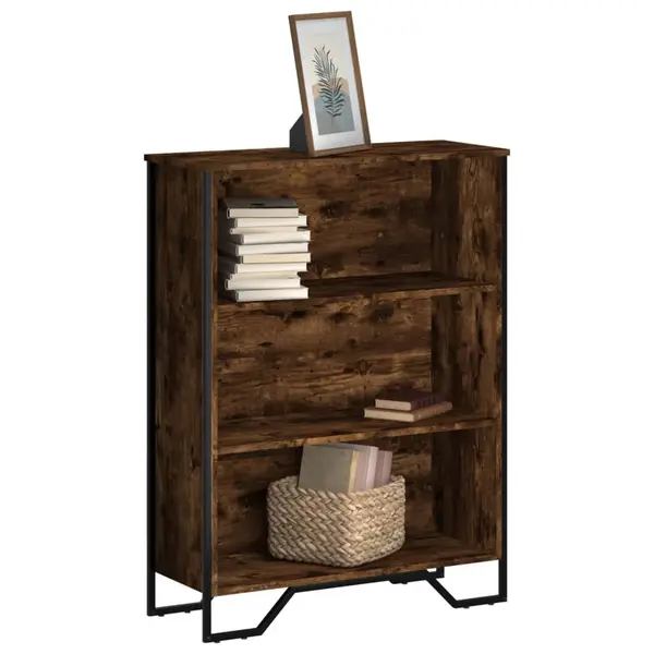 Gossi biblioteca, stejar fumuriu, 80x31x106 cm, lemn prelucrat