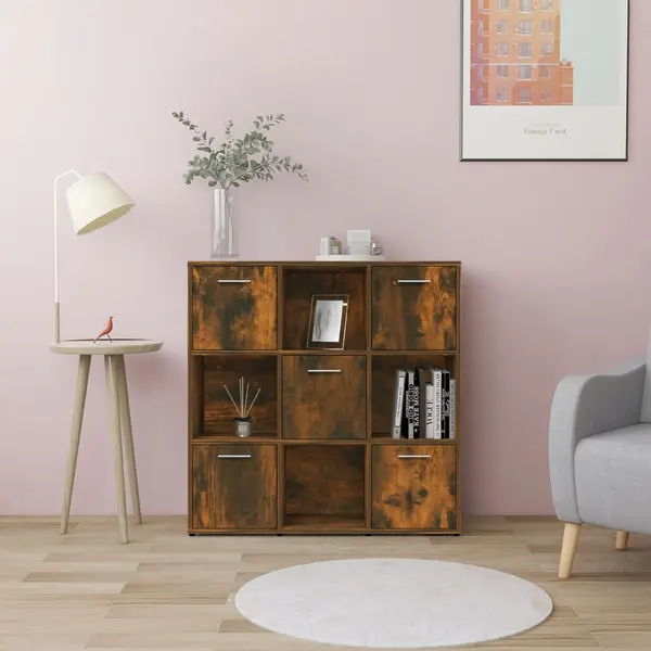 Gossi biblioteca, stejar fumuriu, 90x30x90 cm, lemn prelucrat