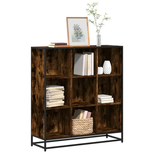 Gossi biblioteca stejar fumuriu 97,5x33x107,5 cm lemn prelucrat/metal