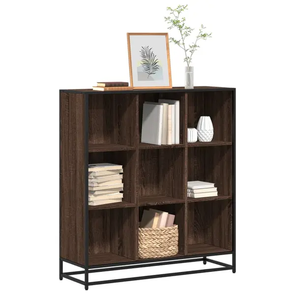 Gossi biblioteca, stejar maro, 97,5x33x107,5 cm, lemn prelucrat/metal