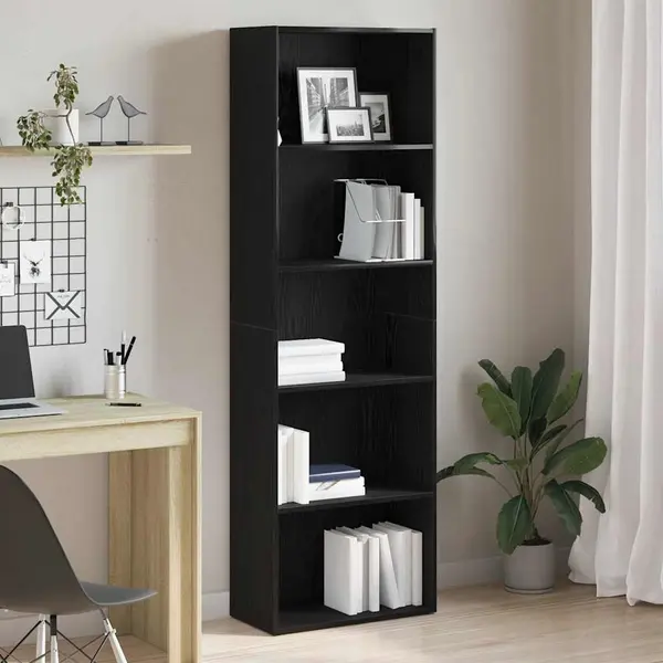 Gossi biblioteca stejar negru 60x30x189 cm lemn prelucrat