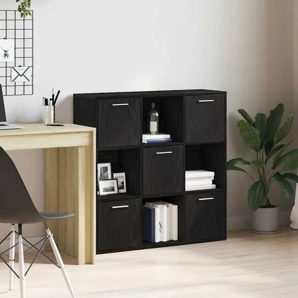 Gossi biblioteca, stejar negru, 90x28x90 cm, lemn prelucrat