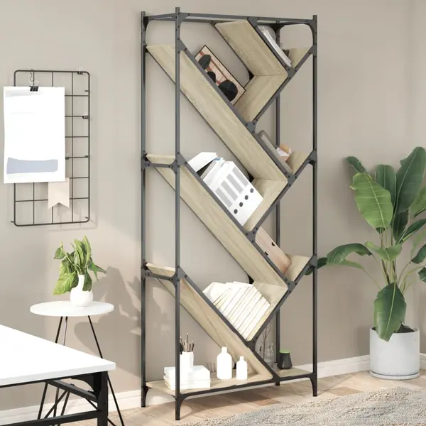 Gossi biblioteca, stejar sonoma, 79x30x180 cm, lemn prelucrat/metal