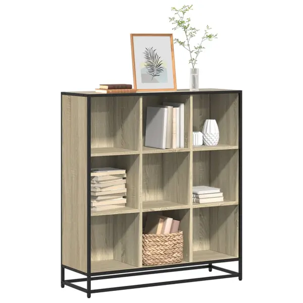 Gossi biblioteca stejar sonoma 97,5x33x107,5 cm, lemn prelucrat/metal