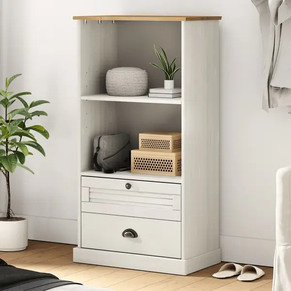 Gossi biblioteca vigo, alb, 60x35x114,5 cm, lemn masiv de pin