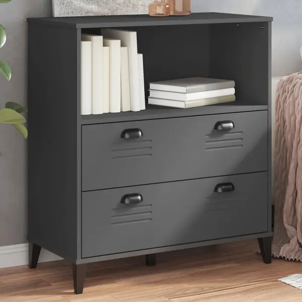 Gossi biblioteca „viken”, gri antracit, 80x40x90 cm, lemn prelucrat