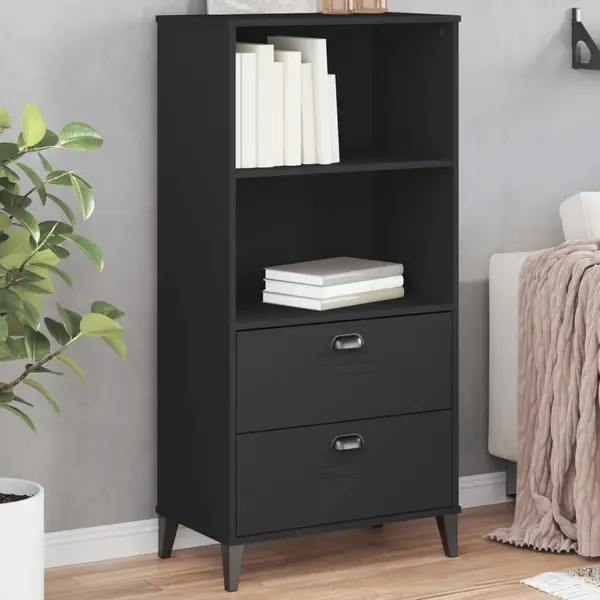 Gossi biblioteca „viken”, negru, 60x35x123 cm, lemn prelucrat