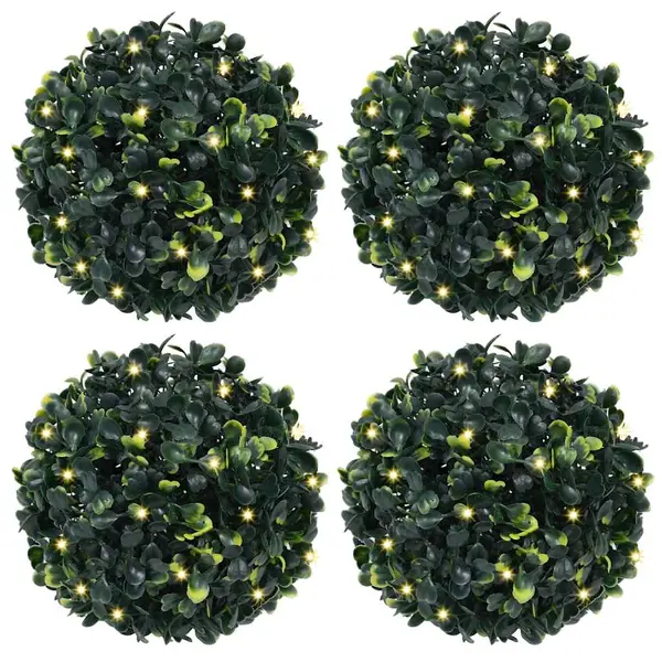 Gossi bile artificiale din lemn de cimis cu lumini led 4 buc verde