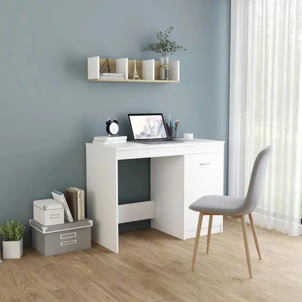 Gossi birou, alb, 100x50x76 cm, lemn prelucrat