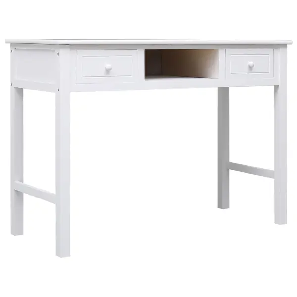 Gossi birou, alb, 108x45x76 cm, lemn masiv de paulownia