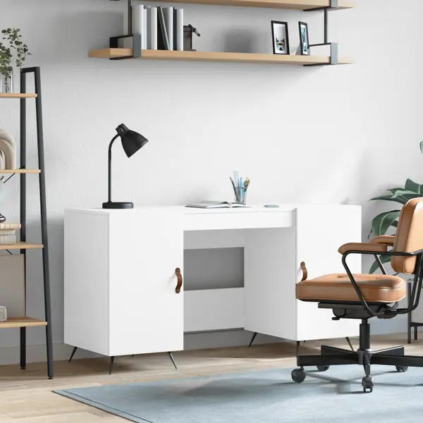 Gossi birou, alb, 140x50x75 cm, lemn compozit