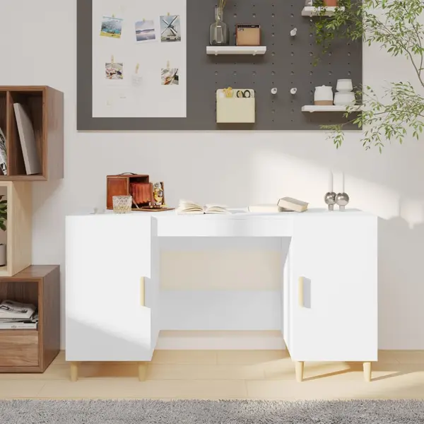 Gossi birou, alb, 140x50x75 cm, lemn compozit
