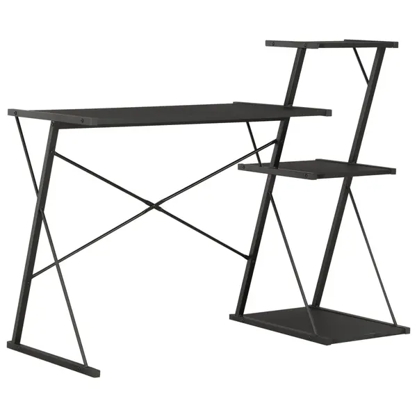 Gossi birou cu raft, negru, 116 x 50 x 93 cm