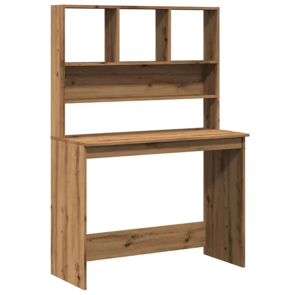 Gossi birou cu rafturi stejar artizanal 102x45x148 cm, lemn prelucrat