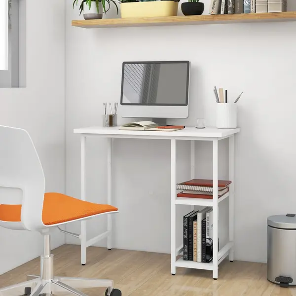 Gossi birou de calculator, alb, 80x40x72 cm, mdf si metal