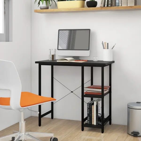 Gossi birou de calculator, negru, 80x40x72 cm, mdf si metal