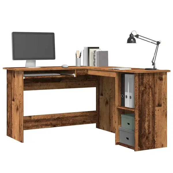 Gossi birou de colt, lemn vechi, 120x140x75 cm, lemn prelucrat