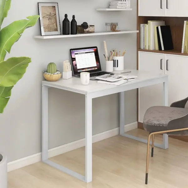 Gossi birou de computer, alb, 110x60x73 cm, lemn prelucrat
