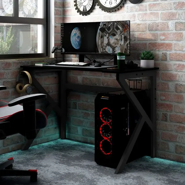 Gossi birou de gaming cu picioare forma k, negru, 110x60x75 cm