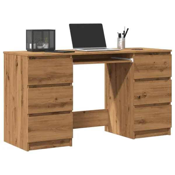 Gossi birou de scris, stejar artizanal, 140x50x77 cm, lemn prelucrat