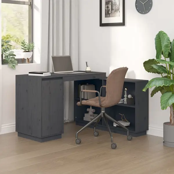 Gossi birou, gri, 110x50x75 cm, lemn masiv de pin