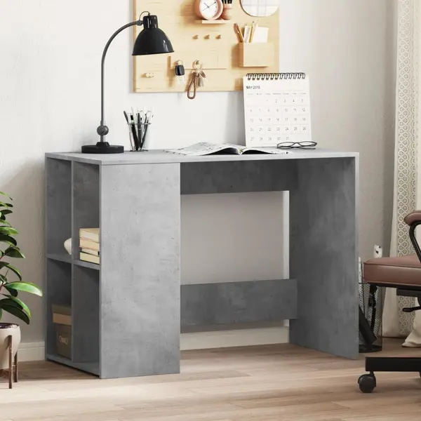 Gossi birou, gri beton, 102x50x75 cm, lemn compozit