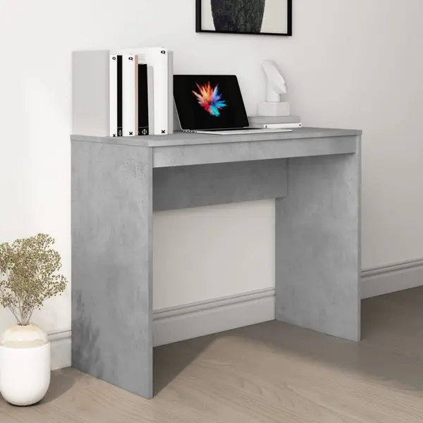 Gossi birou, gri beton, 90x40x72 cm, lemn prelucrat