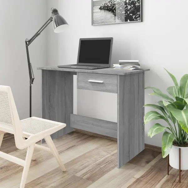 Gossi birou, gri sonoma, 100x50x76 cm, lemn prelucrat