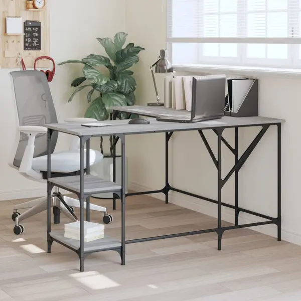 Gossi birou, gri sonoma, 139x139x75 cm, lemn prelucrat