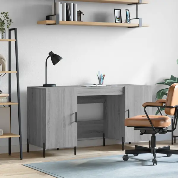 Gossi birou, gri sonoma, 140x50x75 cm, lemn compozit