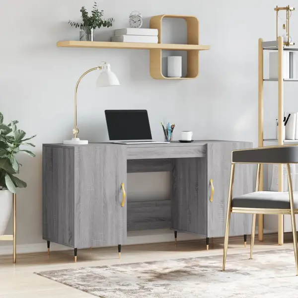 Gossi birou, gri sonoma, 140x50x75 cm, lemn compozit