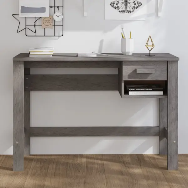 Gossi birou „hamar”, gri deschis, 110x40x75 cm, lemn masiv de pin