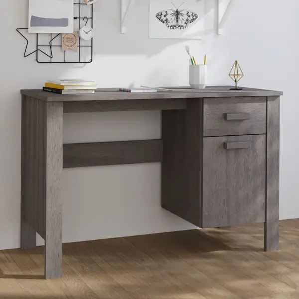 Gossi birou „hamar”, gri deschis, 113x50x75 cm, lemn masiv de pin