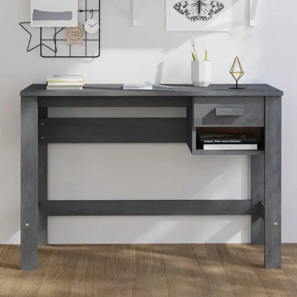 Gossi birou „hamar”, gri inchis, 110x40x75 cm, lemn masiv de pin