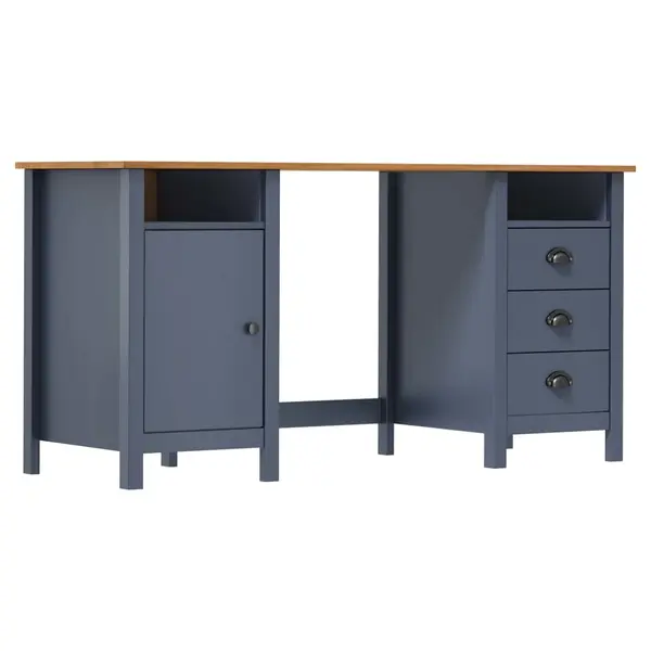 Gossi birou hill, gri, 150x50x74 cm, lemn masiv de pin