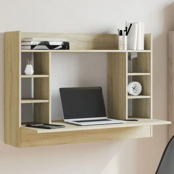 Gossi birou montat pe perete stejar sonoma 105x48x75cm lemn prelucrat