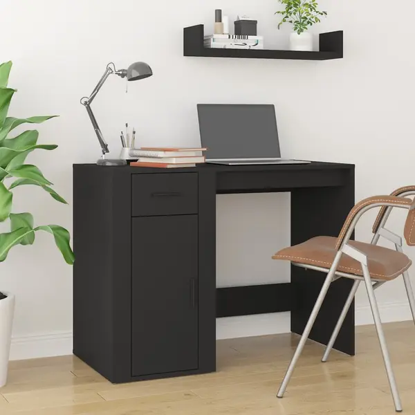 Gossi birou, negru, 100x49x75 cm, lemn prelucrat