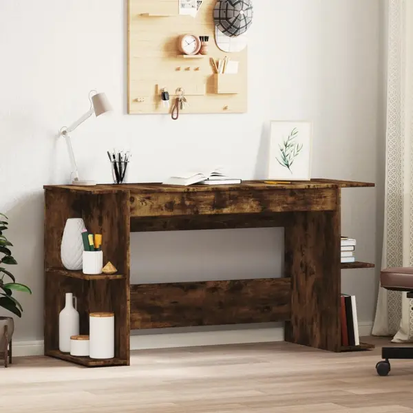 Gossi birou, stejar afumat, 140x50x75 cm, lemn compozit