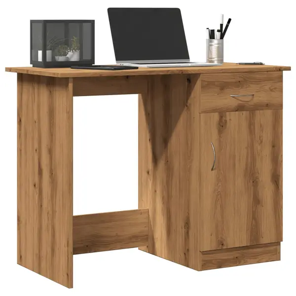 Gossi birou, stejar artizanal, 100x50x76 cm, lemn prelucrat
