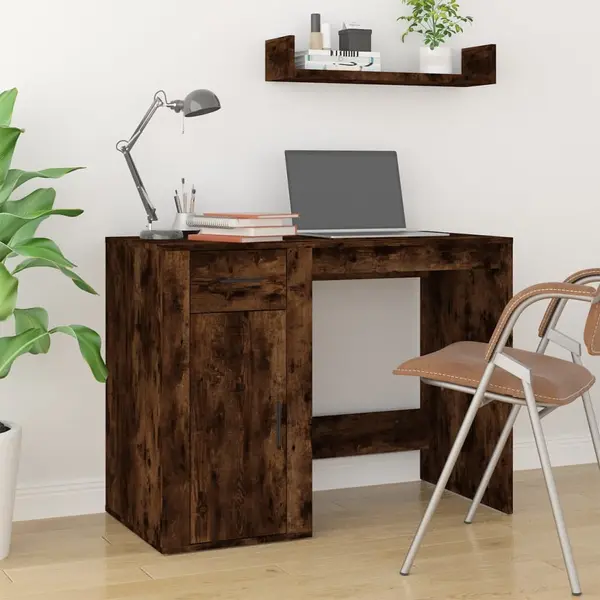 Gossi birou, stejar fumuriu, 100x49x75 cm, lemn prelucrat