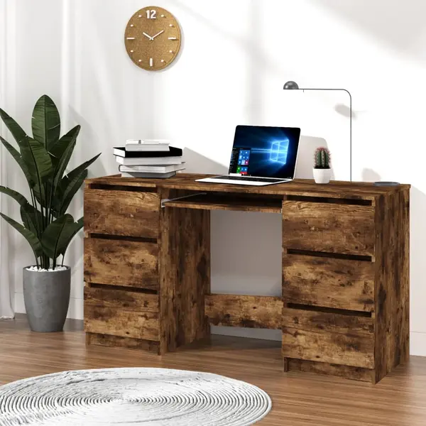 Gossi birou, stejar fumuriu, 140x50x77 cm, lemn prelucrat